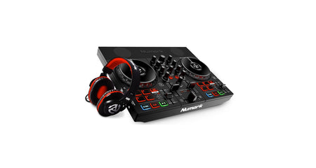 Numark Party Mix Live Bundle Controlador DJ con Interface de Audio, Show de Iluminación LED y Altavoces Integrados + auriculares HF175