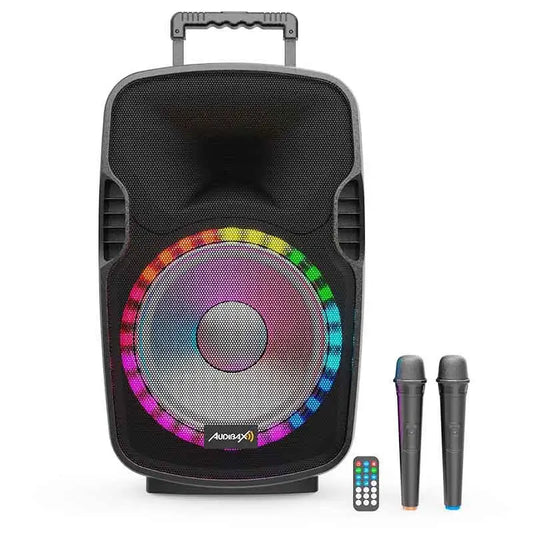 Audibax Denver 15 Malibu Altavoz Activo PA 15’’ PA con Batería y Efectos LED + 2 Micros + Mando - Altavoces Amplificados