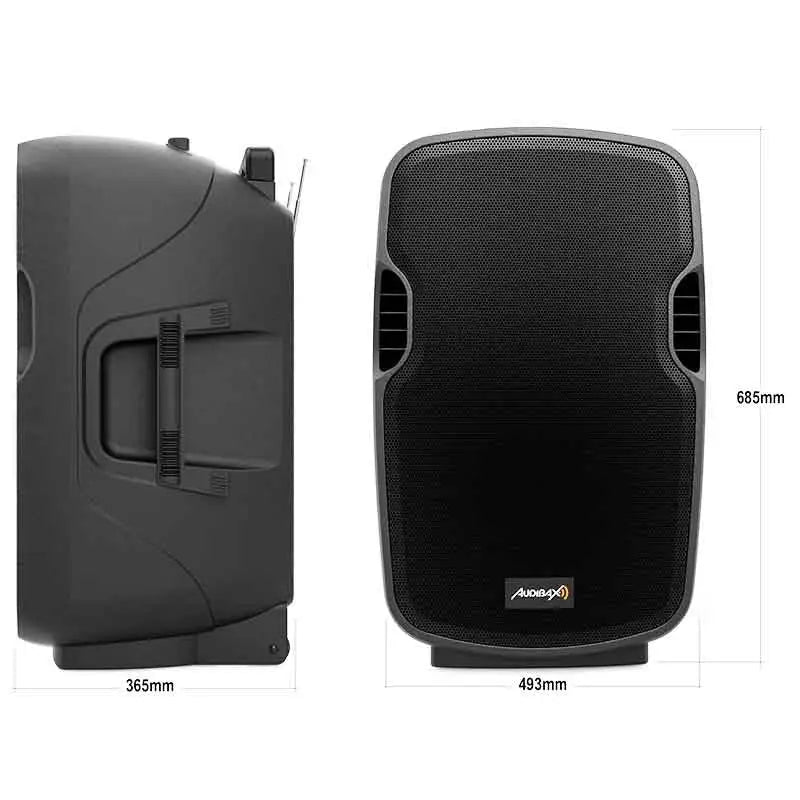 Audibax DENVER Combo PORT15 VHF Altavoz Trolley con ruedas PA Portátil 15’’ 250W con batería y 2 Micros