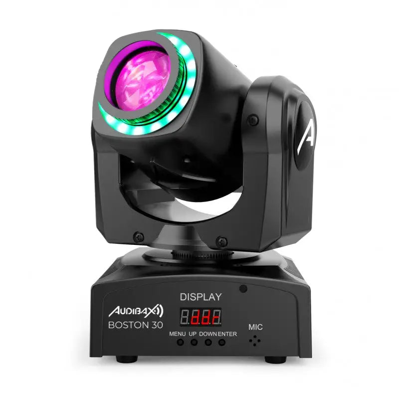 Audibax Kit 4 Boston 30 Ring + Flightcase Cabezas Móviles Spot 30w Anillo LED +
