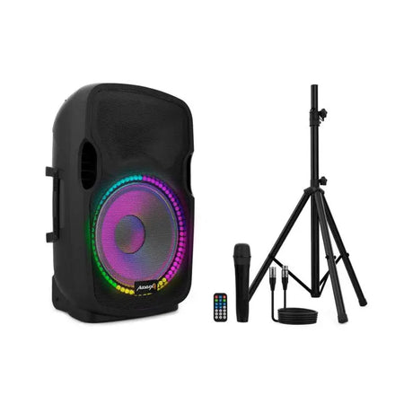 Audibax Party 12 Altavoz Activo Profesional 12500W Pico Bluetooth + Soporte + Cable + Altavoces Amplificados