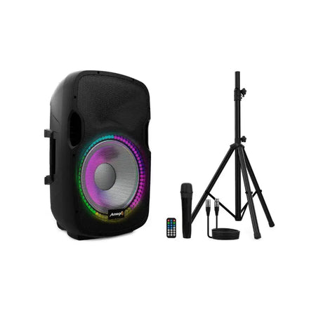 Audibax Party 15 Altavoz Activo Profesional 15’’ 600W Pico Bluetooth + Soporte + Cable + Micro - Altavoces Amplificados