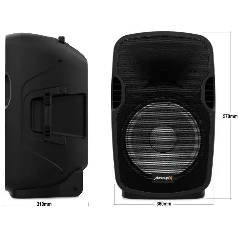 Audibax Party 212 Led Set 2 Altavoces 12 PRO1000W Pico + Soportes + Cableado + Micro - Altavoces Amplificados
