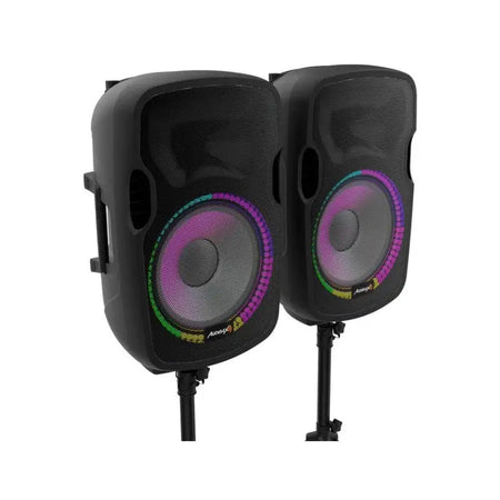 Audibax Party 212 Led Set 2 Altavoces 12 PRO1000W Pico + Soportes + Cableado + Micro - Altavoces Amplificados