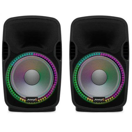 Audibax Party 212 Led Set 2 Altavoces 12 PRO1000W Pico + Soportes + Cableado + Micro - Altavoces Amplificados