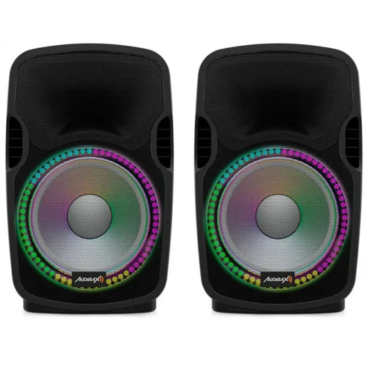 Audibax Party 212 Led Set 2 Altavoces 12 PRO1000W Pico + Soportes + Cableado + Micro - Altavoces Amplificados