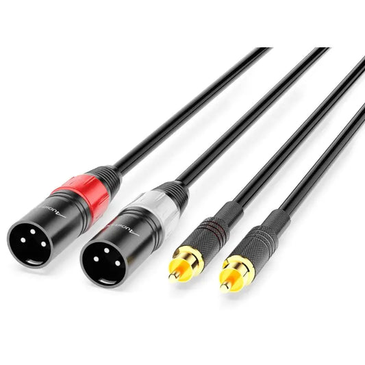 Audibax Silver Black Cable 2 x XLR Macho a 2 x RCA3 Metros