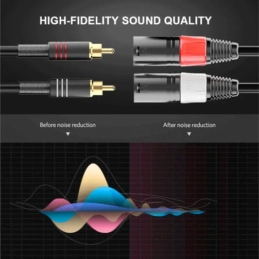 Audibax Silver Black Cable 2 x XLR Macho a 2 x RCA3 Metros