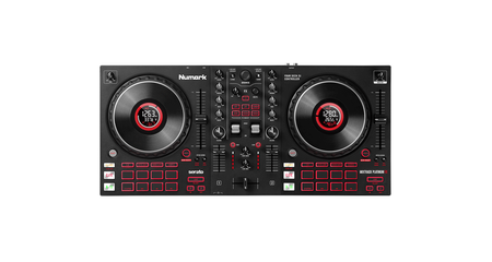 NUMARK Mixtrack Platinum FX Controlador DJ de 4 decks con Interface de Audio, Ruedas con Display y Pads de Efectos
