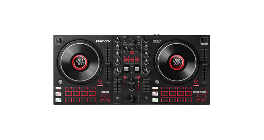 NUMARK Mixtrack Platinum FX Controlador DJ de 4 decks con Interface de Audio, Ruedas con Display y Pads de Efectos