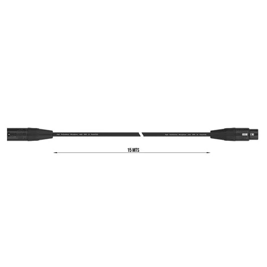 FactorFLEX Cable micro 15 m XLR 3 PIN conectores REAN color negro