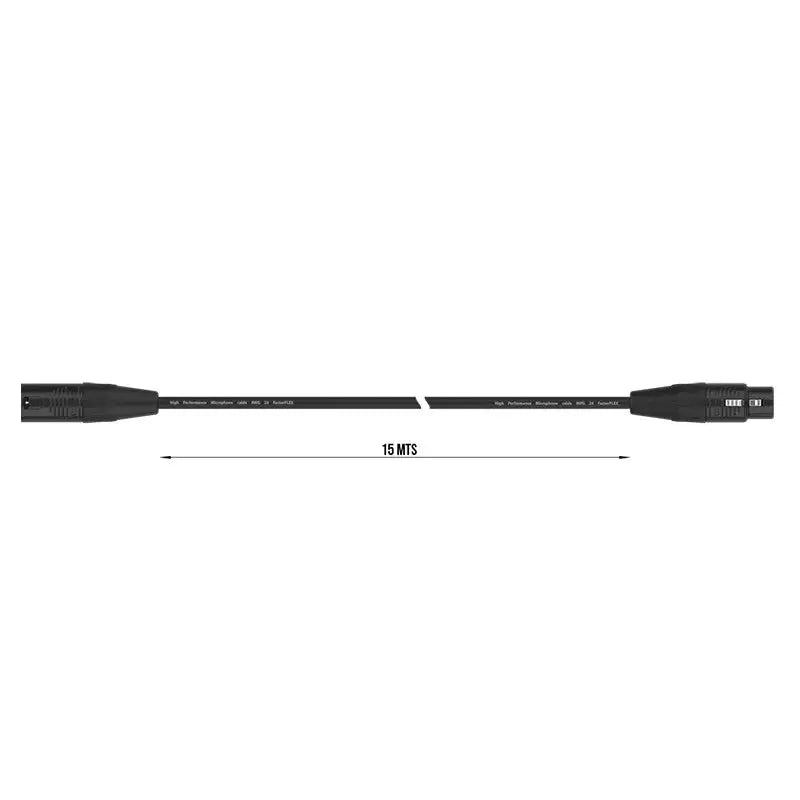 FactorFLEX Cable micro 15 m XLR 3 PIN conectores REAN color negro