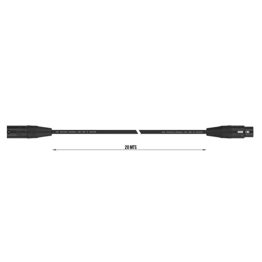 FactorFLEX Cable micro 20 m XLR 3 PIN conectores REAN color negro