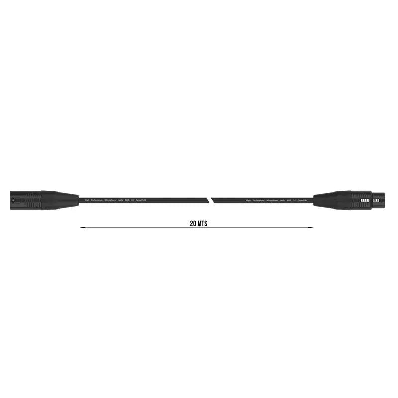 FactorFLEX Cable micro 20 m XLR 3 PIN conectores REAN color negro