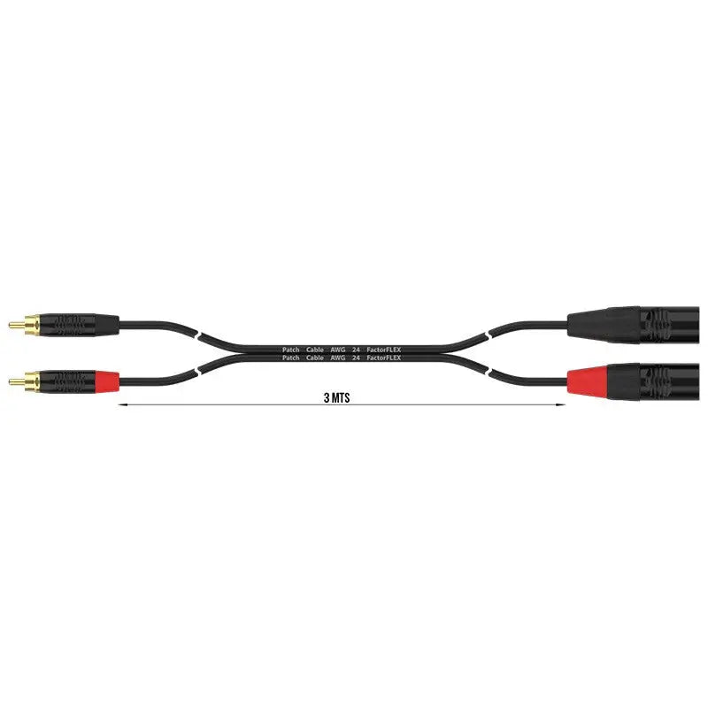 FactorFLEX Cable señal 3 m 2 RCA a 2 XLR macho 3 PREAN