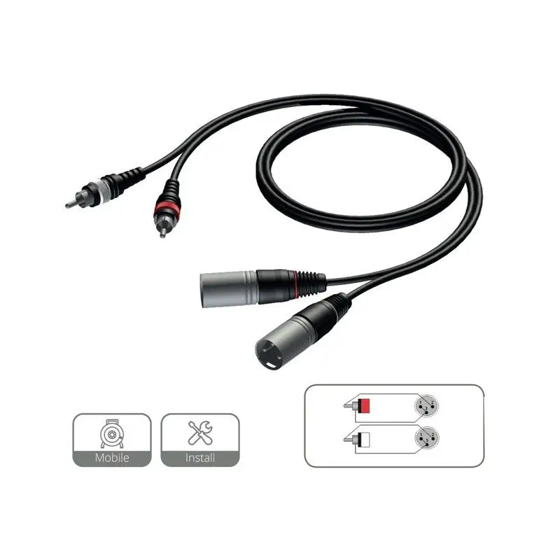 PROCAB CABLE 2 XLR MACHO/2 RCA MACHO DE 1,5 MTS
