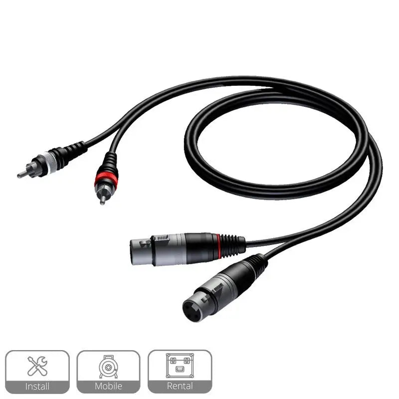 PROCAB CABLE AUDIO 2 RCA a 2 XLR 3 PIN HEMBRADE 3 M