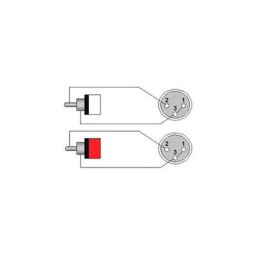 PROCAB CABLE AUDIO 2 RCA a 2 XLR 3 PIN HEMBRADE 3 M