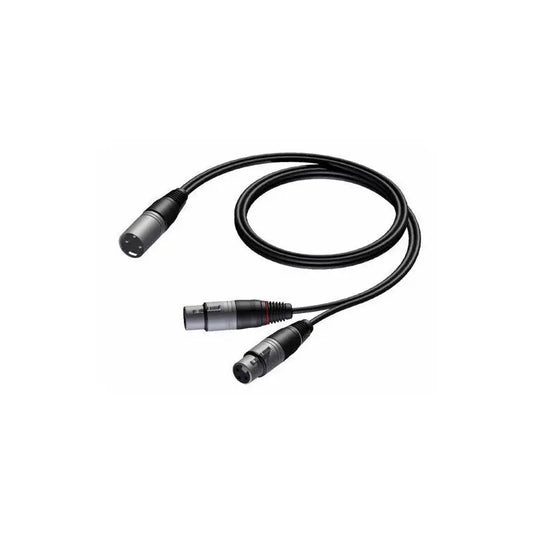 PROCAB CABLE XLR 3P MACHO- 2 XLR 3P HEMBRA DE 1,5m